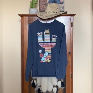 Long sleeve cactus graphic tee